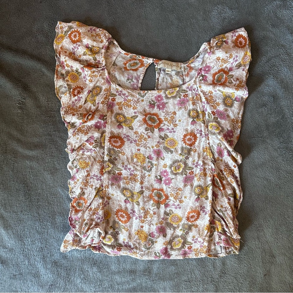 Cynthia Rowley Floral Ruffle Sleeve Blouse - Shabby Chic- women’s medium